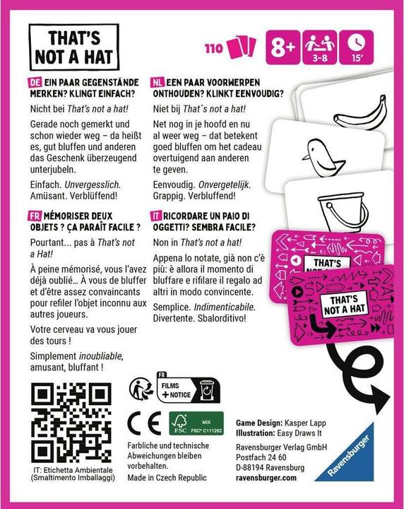 Actual product image Ravensburger That's not a hat (Dutch, French, Italian, German)