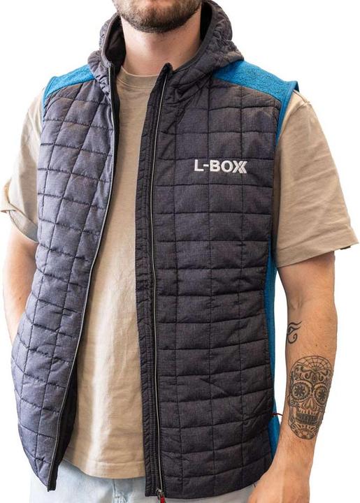 Produktbild L-Boxx Herren Hybrid Strickfleece Gilet Weste - royal melange / anthracite melange Grösse XL (XL)