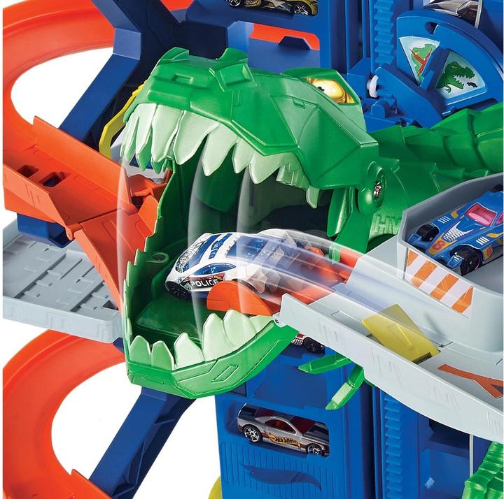 Actual product image Hot Wheels City Megacity Parking Garage with T-Rex Attack