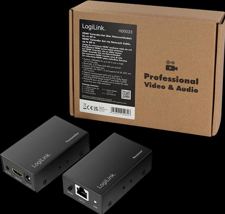 Actual product image LogiLink HDMI Extender via LAN up to 60 metres (Splinters, Extender)