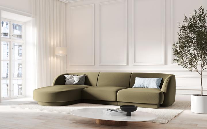 Actual product image Micadoni Velvet Left Corner Sofa, "Miley", 4 Seats, 255x156x70Made in Europe (Corner sofa)