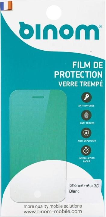 Produktbild Binom Mobile Binom 3D Displayschutz für iPhone 6 Plus und 6s Plus weiss (1 Stück, Apple iPhone 6s Plus, Apple iPhone 6 Plus)