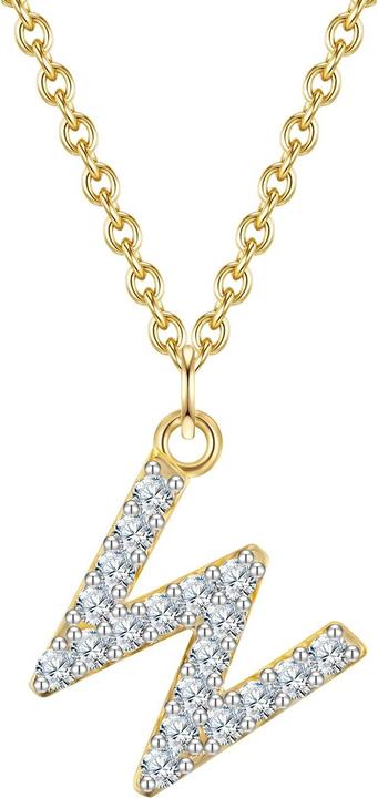 Immagine prodotto Glanzstücke München Lettera W da donna in argento sterling con zirconi in oro giallo 45,0 cm di catena base + 5,0 cm di (Argento, 40 - 45 cm)