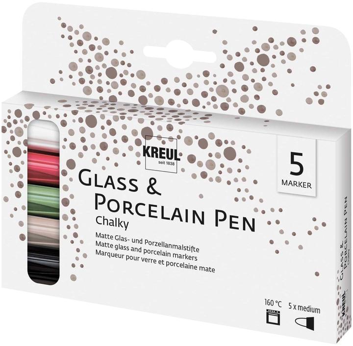 Produktbild Kreul Glass & Porcelain Pen (Noble Nougat, Cozy Red, Rosemary Green, White Cotton, Black Carbon, 5 ml)