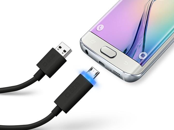 Actual product image SBS Data cable USB 2.0 - Micro USB with LED Light (1 m, USB 2.0)