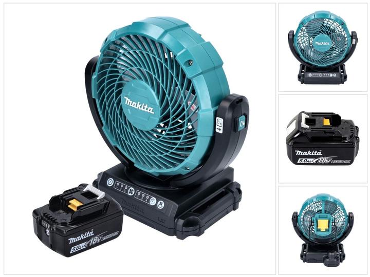 Makita DCF 102 T1 Akku Ventilator Lüfter 18 V 18 cm + 1x Akku 5,0 Ah - ohne Ladegerät (18 V)