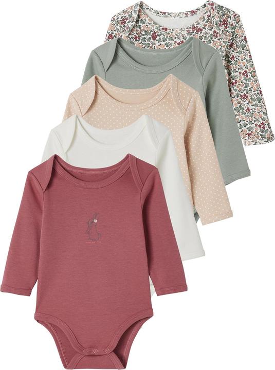 Vertbaudet 5er-Pack Baby Langarm-Bodys in Schlupfform, Bio-Baumwolle