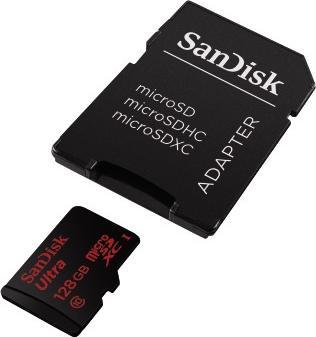 Actual product image SanDisk Ultra microSDXC U1 with adapter (128 GB, microSDXC, U1, UHS-I)