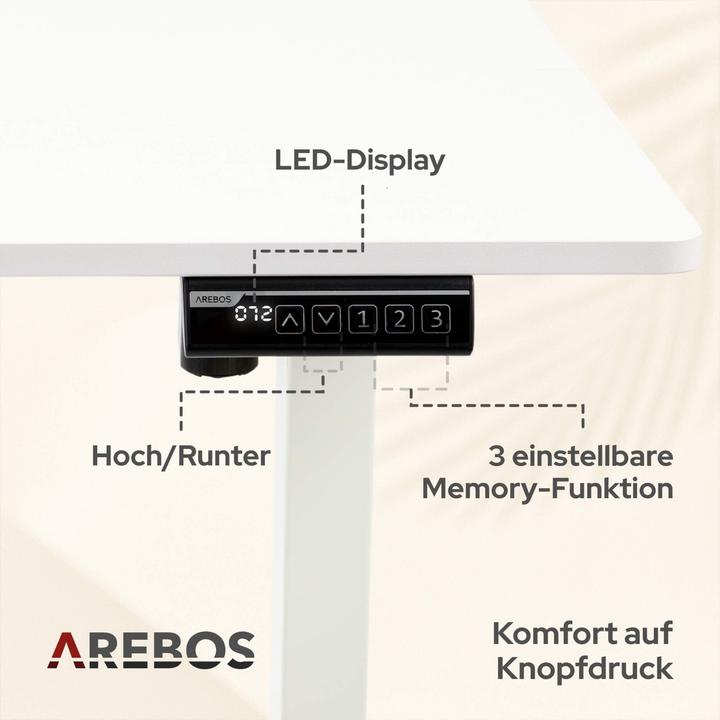 Actual product image Arebos Höhenverstellbarer Schreibtisch (120 x 60 x 72 cm)