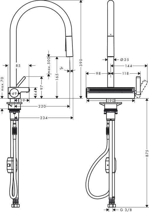 Productafbeelding hansgrohe Aquno Select M81 Eéngreeps keukenmengkraan 170 (chroom)