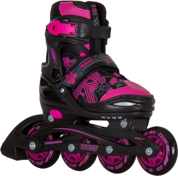 Actual product image Roces Children's inline skates Jockey 3.0 Girl (size: 26.0-29.0 (wheels 64 mm), black/pink) (26, 29)