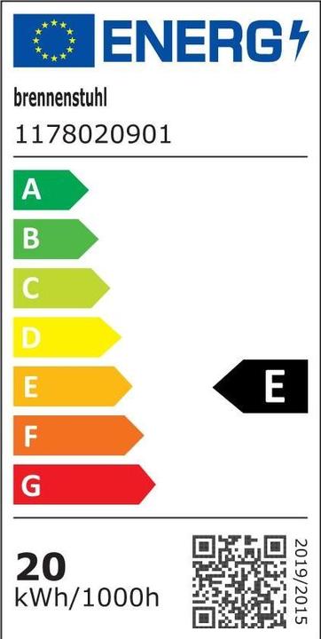 Energie-Label Brennenstuhl LED Strahler AL 2050 mit PIR (20W, 2080lm, 3000K, IP44, LED Fluter zur Wandmontage mit Bewegungs (2080 lm)