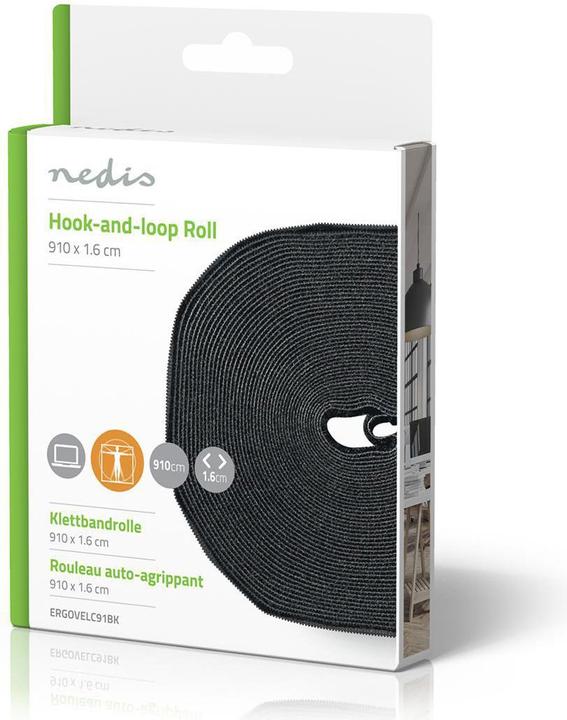Actual product image Nedis Velcro Roll for Cable 910 x 1.6 cm Black Unisex (9100 mm)