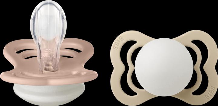 Actual product image Bibs Supreme silicone soother (pack of 2), Vanilla & Blush Night (size 1, 0-6M) (2 x, up to 6 M.)
