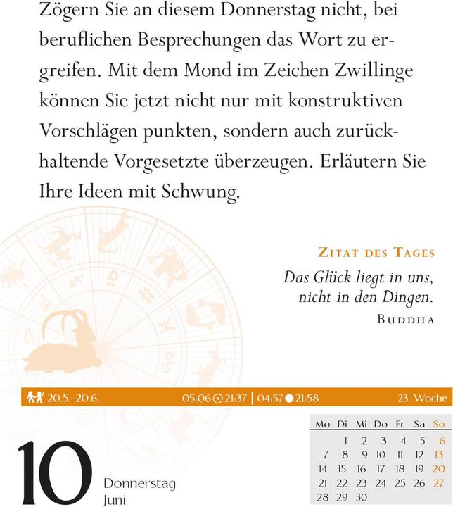 Produktbild Harenberg Kalender Sternzeichen Steinbock 2021 (A5, Kein Einband, Deutsch)