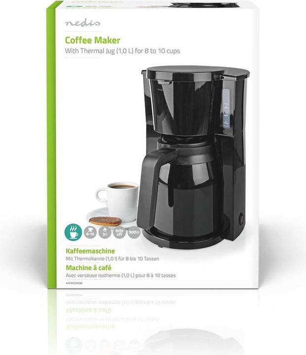 Actual product image Nedis Coffee Maker Maximum capacity: 1.0 l Number of cups at once: 8 Black