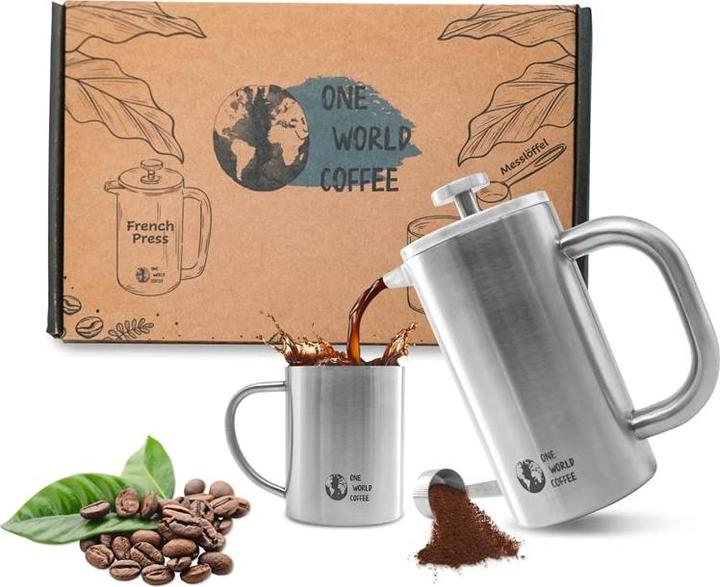 Produktbild French Press und Becher aus Edelstahl