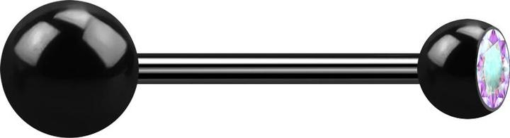Star Piercing Micro Barbell schwarz mit Kugel und Kugeln Kristall multicolor (Chirurgenstahl 316L, ohne Messing)