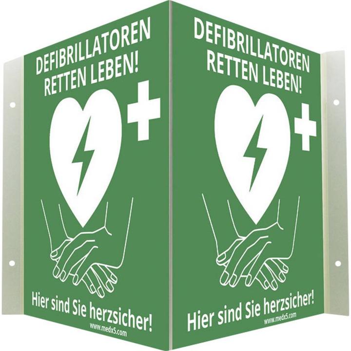 Immagine prodotto MedX5 Segno AED Segno angolare di posizione del defibrillatore (Accessori per kit di primo soccorso)