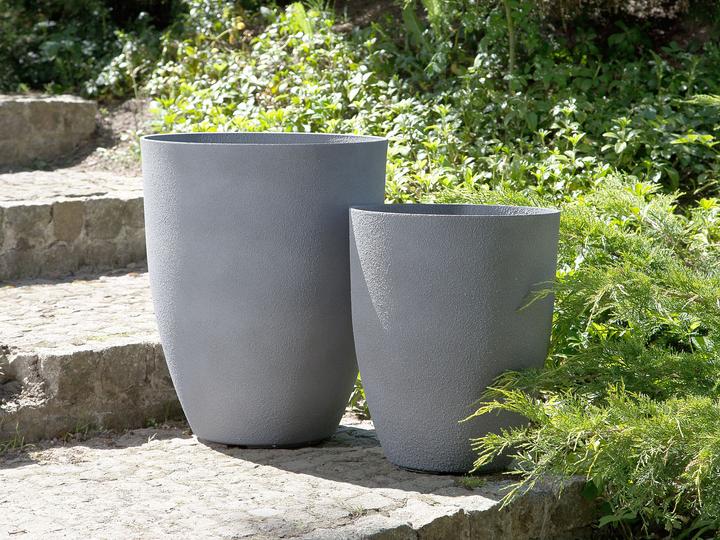 Actual product image Beliani Flowerpot Set of 2 grey round 43 x 43 x 52 cm CROTON (43 cm)