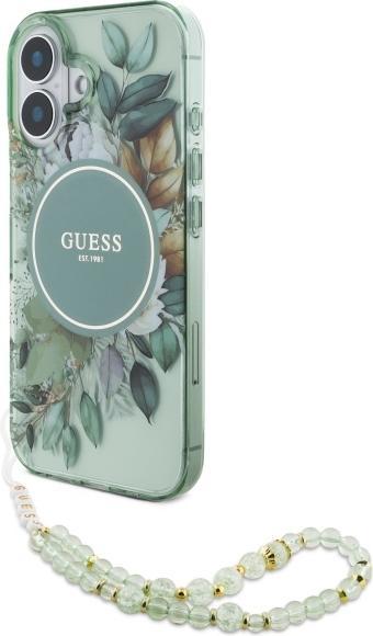Image du produit Guess GUHMP16MHFWBRCESN iPhone 16 Plus 6.7" zielony/green hardcase IML Flowers With Pearl Strap MagS
