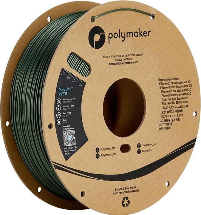 Produktbild Polymaker PB01035 Filament PETG hitzebeständig, hohe Zugfestigkeit 1.75 mm 1000 (PETG, 1.75 mm, 1000 g, Grün)
