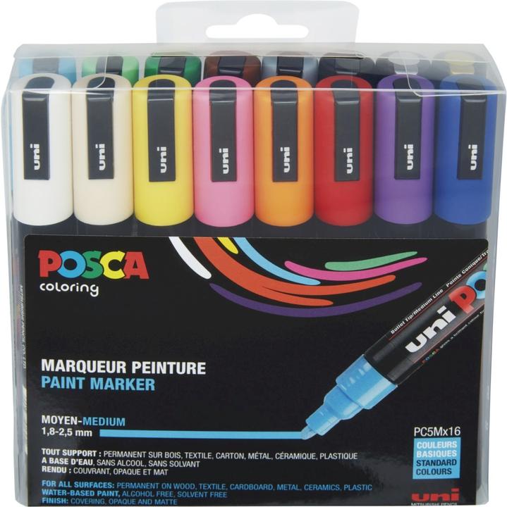 Immagine prodotto Posca Marchio PC-5M, set di 16 pezzi (pc-5m 1.8-2.5mm assortiti, 2.50 mm, 16 x)