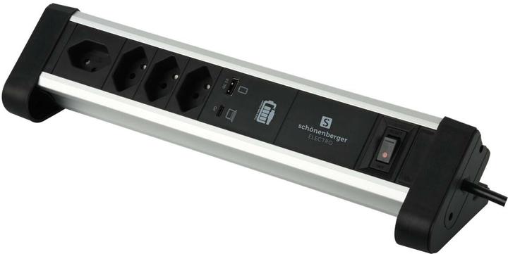 Schönenberger Alu Office Line (4 x, Type 13, USB-A, 2 m)