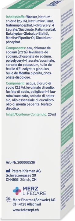Nutritional values and ingredients Tetesept Anti Allergy Nasal Spray 20 ml (1 Piece)