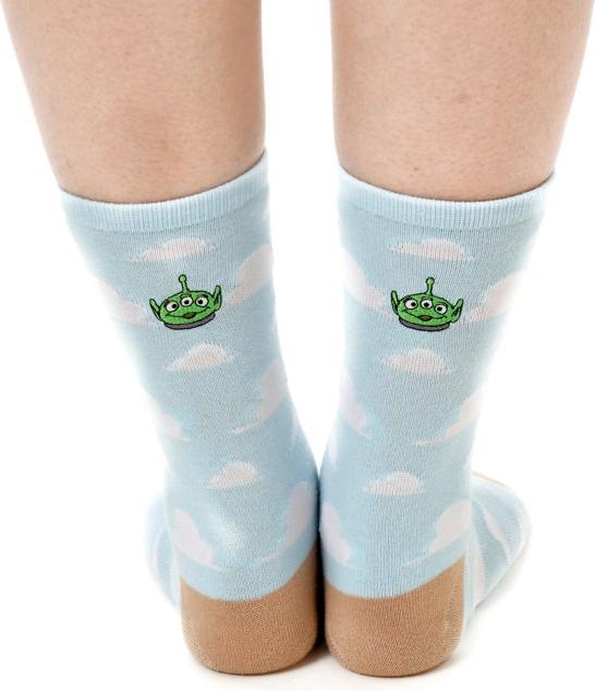 Disney Little Green Men/Alien Wolkenmuster Gesicht bestickte Socken (36 - 39)