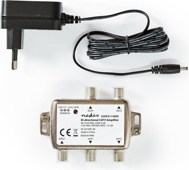 Actual product image Nedis CATV amplifier Gain dBi (with antenna cable): 9 dB 85-1218 MHz Number of outputs: 4 (9 dB, Antenna cable)