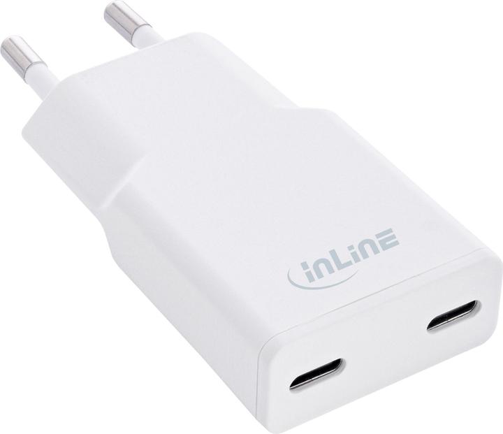 InLine USB mains adapter charger Dual USB-C, PD, PPS, 30W, white (30 W)
