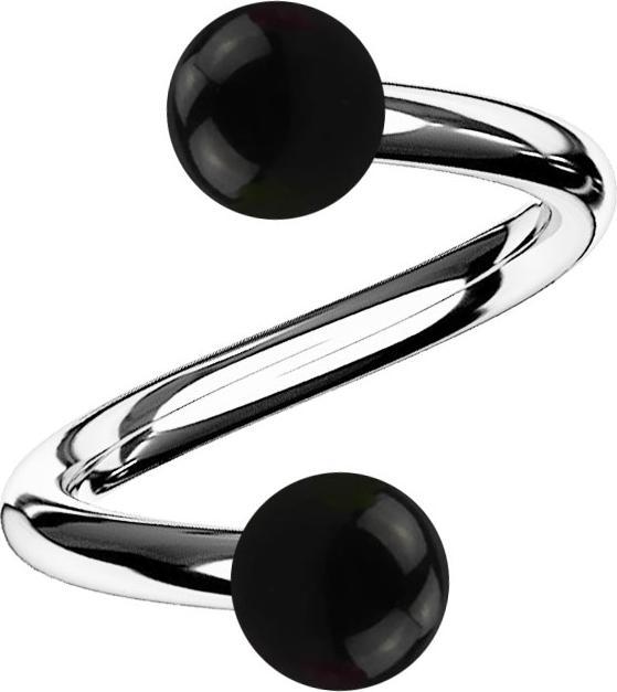 Immagine prodotto Star Piercing Micro spirale argento con due sfere nere (Acciaio chirurgico 316L, senza ottone, Acrilico)