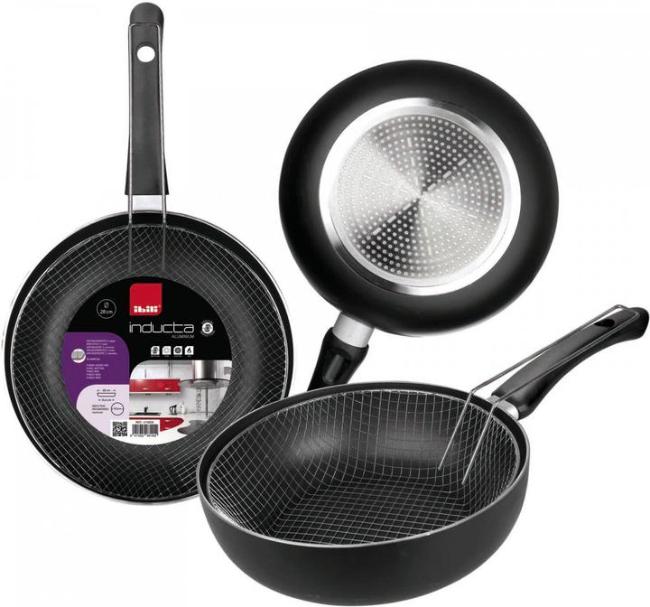 Produktbild Ibili Bratpfanne mit Fritteuse-Korb Inducta 24 cm Für schnelles und einfaches Frittieren (Bratpfanne, Aluminium, Edelstahl)