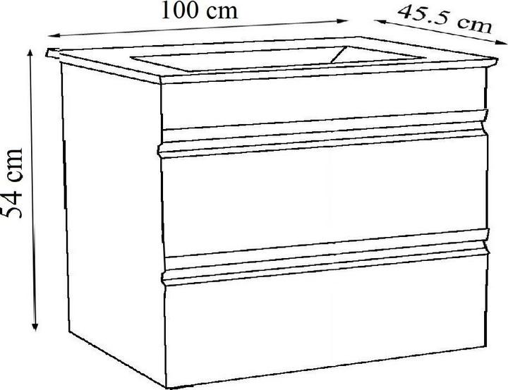 Produktbild VCM 2-tlg. Waschplatz Waschtisch 100 cm Badmöbel Set Waschbecken grifflose Schublade Silora XL