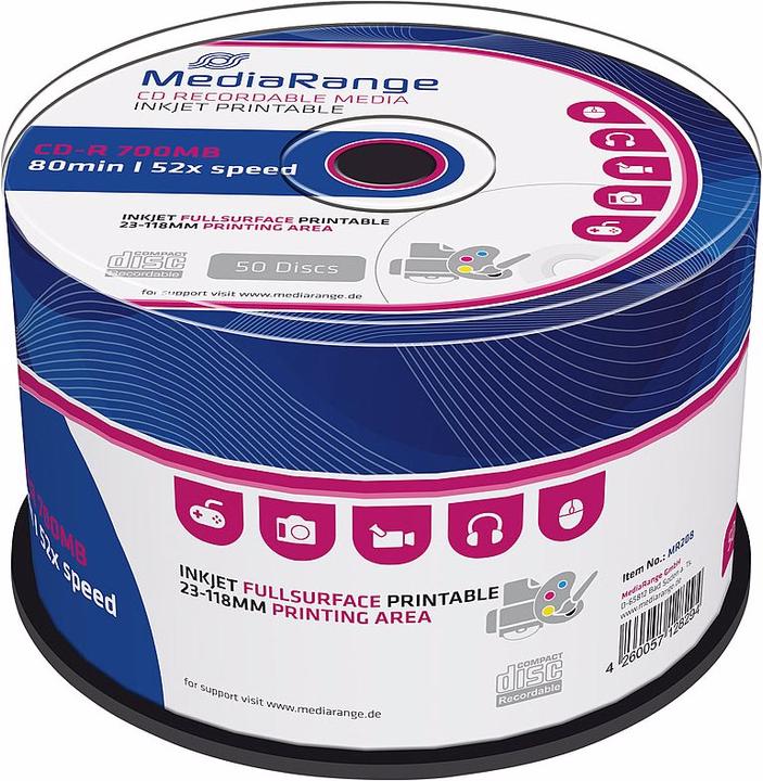 Produktbild MediaRange CD-R - printable, 100er-Spindel (100 x)