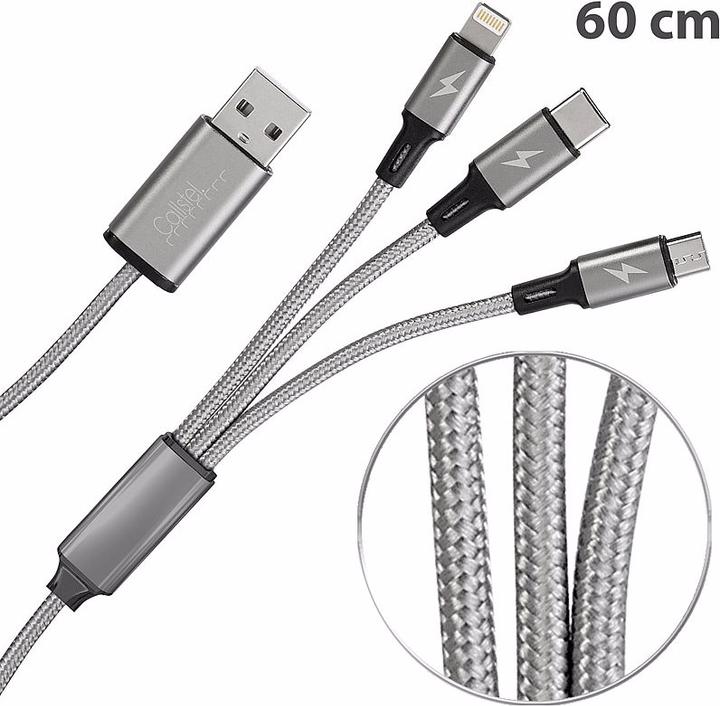 Produktbild Callstel 3in1-Schnellladekabel (0.60 m, USB 3.0)