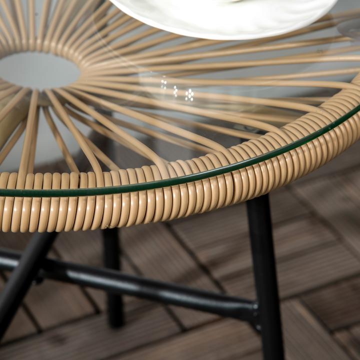 Produktbild Outsunny Rattan Beistelltisch mit Glastischplatte