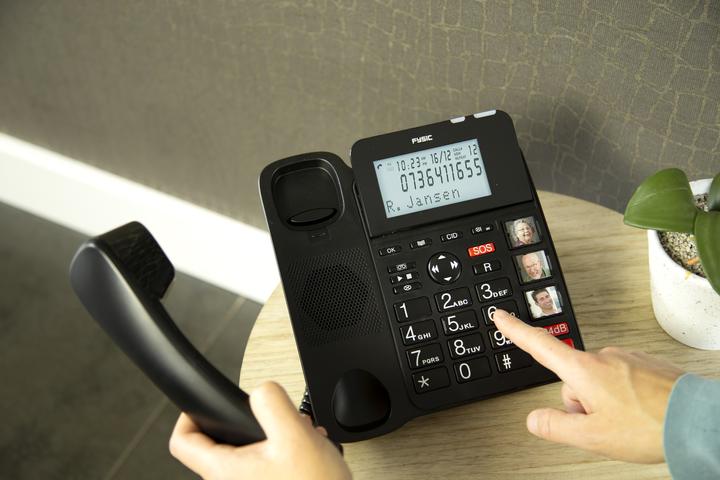 Produktbild Fysic FX3960 - Vaste telefoon met antwoordapparaat en draadloze SOS paniekknop, zwart