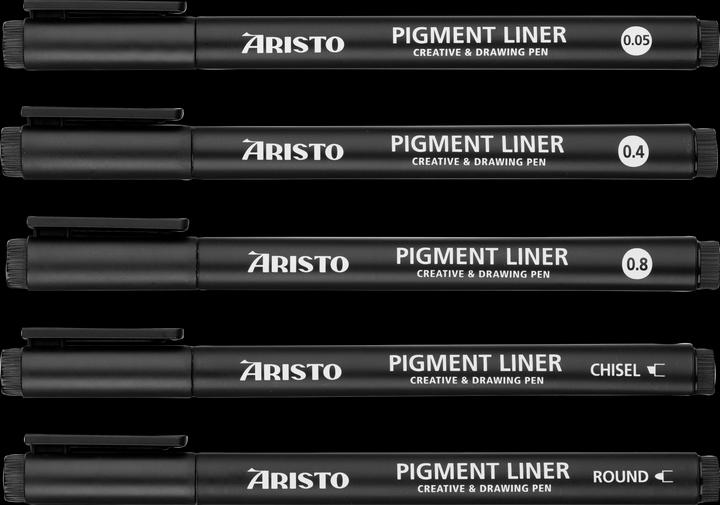 Produktbild Aristo Pigmentliner Creative 5er-Set, 0.05/0.4/0.8/Rund/Keil, schwarz (Schwarz, 5 x)
