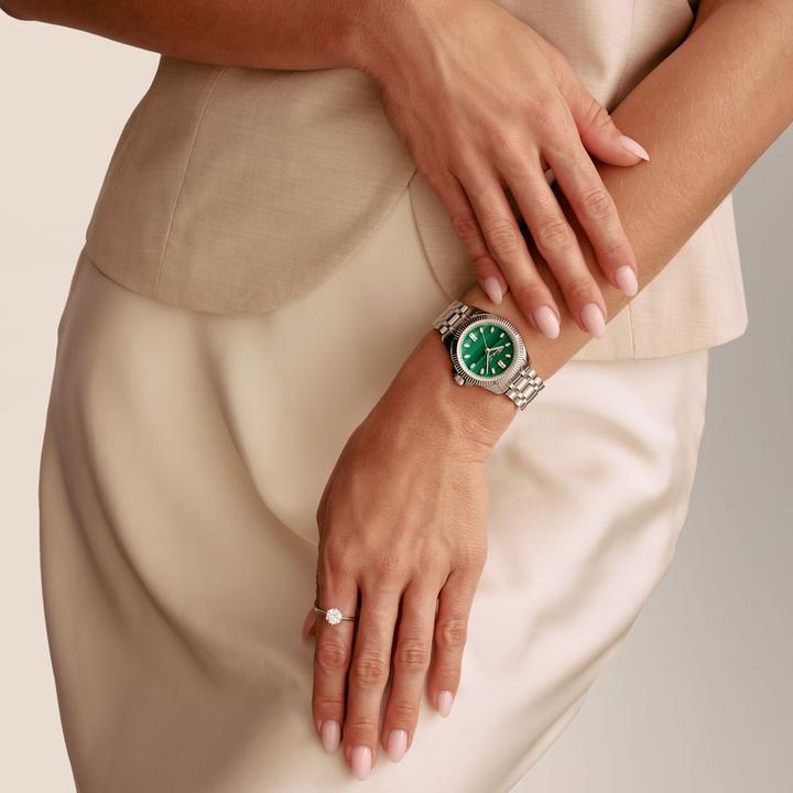 Actual product image Thomas Sabo WA0434 Damenuhr Divine Jewellery Stone silberfarben 33mm 5ATM (Watch with gemstone, Analogue wristwatch, 33 mm)