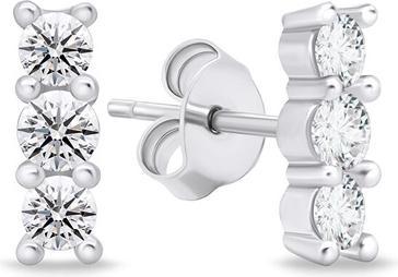 Brilio Silver - Fashion silver earrings with clear zircons EA605W