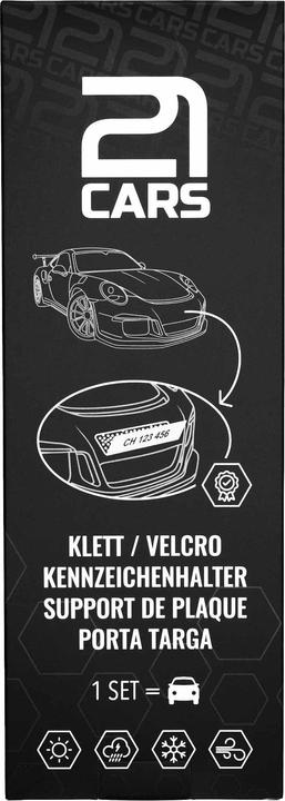 Produktbild 21cars Klett Wechselschild Nummernschild Kennzeichenhalter | Rahmenlos (Hochformat)