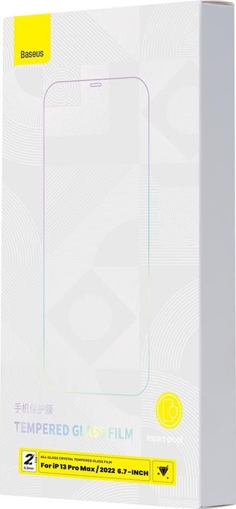 Immagine prodotto Baseus Pellicola EasyStick in vetro temperato Tuttovetro iP14 (Confezione da 2) (2 Pezzo/i, Apple iPhone 13 Pro Max, Apple iPhone 14 Plus)