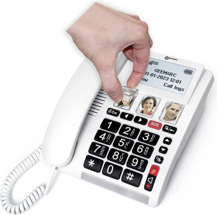 Immagine prodotto Geemarc CL9000 - Telefono di emergenza con cavo 4G e braccialetto per chiamate di emergenza