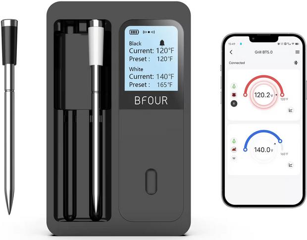 Produktbild PhoneLook BFOUR Smart Bluetooth doppel Fleisch Thermometer BF-40 Eco-Friendly Li-Ithium Akku LCD Display + APP