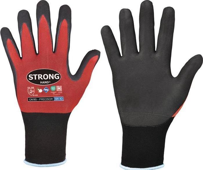 Productafbeelding Stronghand PRECISOR handschoenen maat 8 rood/zwart EN 420, EN 388 categorie II PPE (8)