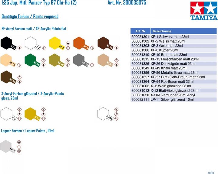 Actual product image Tamiya Jap. midship tank Type97 Chi-Ha (2) 1:35