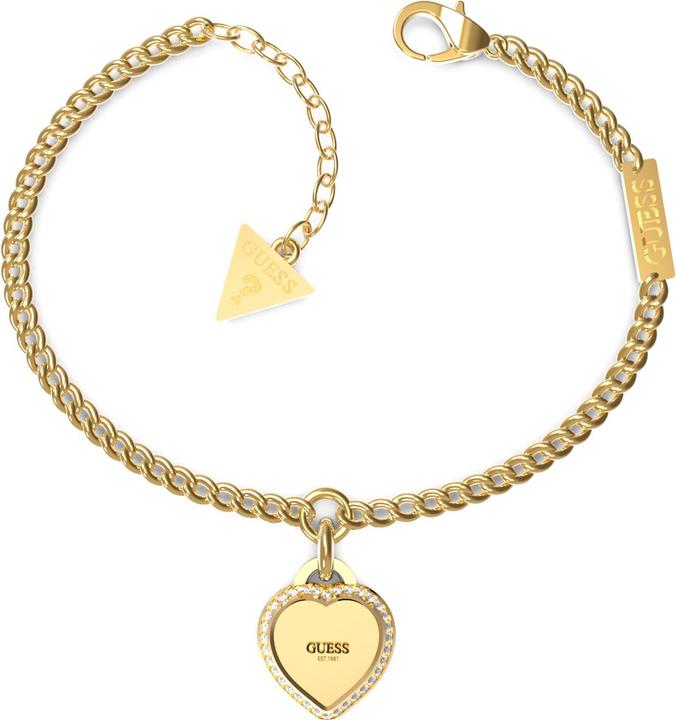 Guess Armkette FINE HEART Edelstahl (19 cm, Edelstahl, Zirkonia)