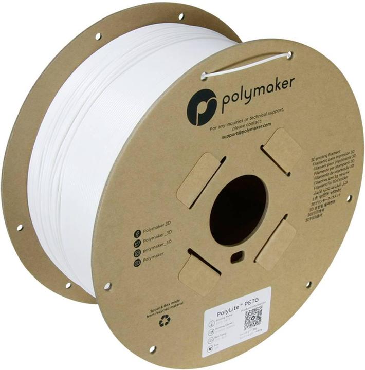 Image du produit Polymaker PolyLite PETG (PETG, 1.75 mm, 3000 g, Blanc)